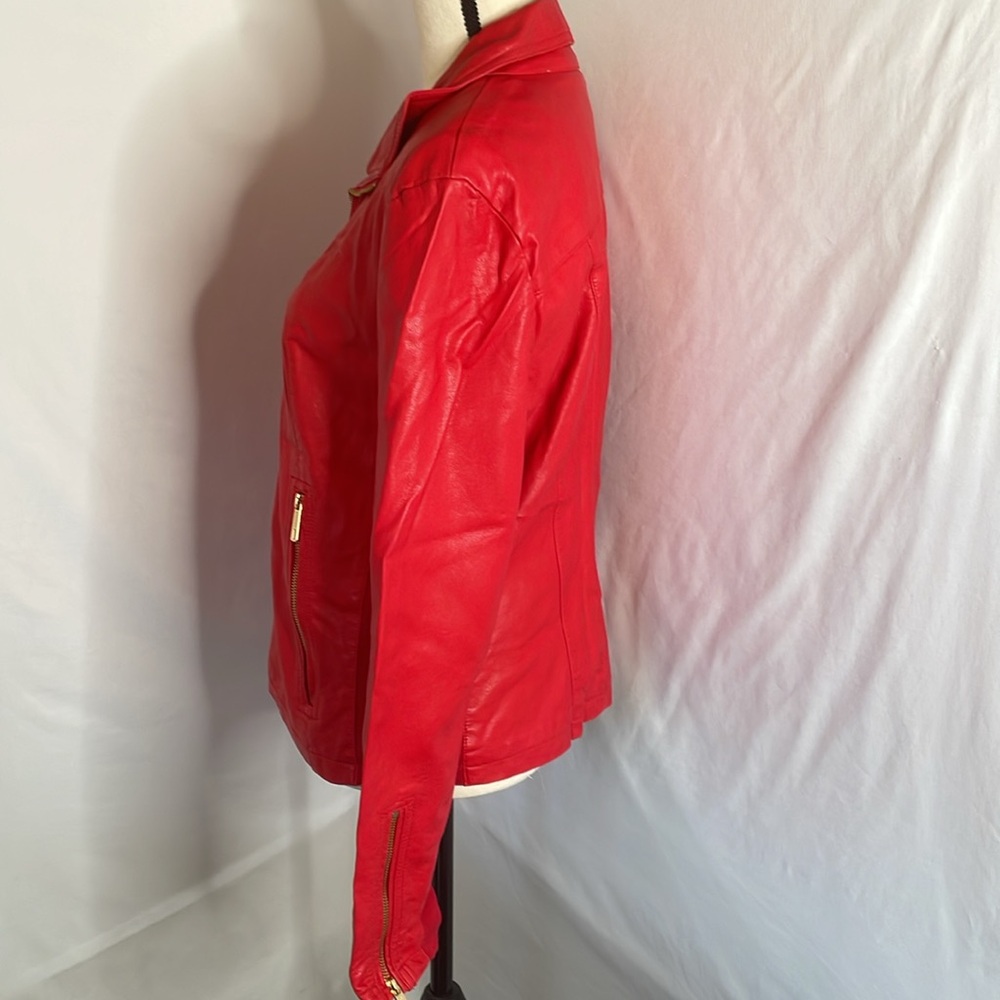 Kenneth Cole reaction red vegan jacket size large red hardware - Picture 2 of 12